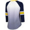 G-III 4Her by Carl Banks Women's White/Navy Michigan Wolverines Lead Off Ombre Raglan 3/4-Sleeve V-Neck T-Shirt - Image 4 of 4