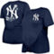 New Era Women's Navy New York Yankees Plus Size Two-Hit Front Knot T-Shirt - Image 1 of 4