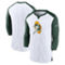 Nike Men's White/Green Green Bay Packers Rewind 3/4-Sleeve T-Shirt - Image 1 of 4