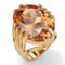 24.02 Carat Oval Cut Champagne-Color Cubic Zirconia Yellow Gold-Plated Ring - Image 1 of 5