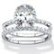 PalmBeach 2.22 Cttw 10k White Gold Oval-Cut Cubic Zirconia Halo Wedding Ring Set - Image 1 of 5