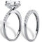 PalmBeach 2.22 Cttw 10k White Gold Oval-Cut Cubic Zirconia Halo Wedding Ring Set - Image 2 of 5