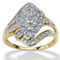 1/10 TCW Round Diamond Swirled Cluster Ring in Solid 10k Gold - Image 1 of 5