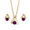 Round Simulated Birthstone Solitaire Necklace and Earring Set in Goldtone 18
