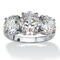 PalmBeach Oval Cut Cubic Zirconia Platinum-plated Silver 3-Stone Bridal Ring - Image 1 of 5