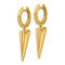 18K Gold Italian Elegance SEMI-SOLID CONE DANGLE HINGED HOOP EARRINGS - Image 3 of 5