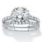 PalmBeach 2.28 Cttw. Round Pave Silvertone Cubic Zirconia Halo Wedding Ring Set - Image 1 of 4
