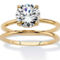 PalmBeach 2 TCW Solid 10k Yellow Gold Cubic Zirconia Solitaire Wedding Ring Set - Image 1 of 5