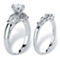 PalmBeach 2.02 TCW Cubic Zirconia Platinum-plated Sterling Silver Bridal Ring Set - Image 2 of 5