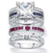 PalmBeach Sterling Silver Cubic Zirconia Red White & Blue Cubic Zirconia Ring Set - Image 1 of 5