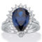 PalmBeach Pear-Cut Blue CZ Platinum-plated Silver 2-Piece Halo Bridal Ring Set - Image 1 of 5