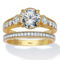 PalmBeach 2.82 TCW Round CZ 14k Gold-Plated Sterling Silver Bridal Ring Set - Image 1 of 5