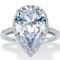 PalmBeach Pear-Cut Cubic Zirconia Platinum Over Silver Halo Engagement Ring - Image 1 of 5