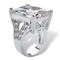 PalmBeach 27.10 TCW Emerald-Cut Cubic Zirconia Platinum-Plated Ring - Image 2 of 5