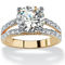 PalmBeach 4.42 TCW Cubic Zirconia Gold-Plated Engagement Split-Shank Ring - Image 1 of 5