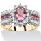 PalmBeach .82 TCW Oval Pink Crystal Gold-Plated Ring - Image 1 of 5
