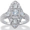 PalmBeach Round Cubic Zirconia Platinum-plated Silver Art Deco-Style Ring - Image 1 of 5
