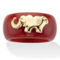 PalmBeach Round Red Jade 10k Yellow Gold Elephant Ring Band - Image 1 of 5