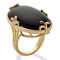 PalmBeach Cabochon Cut Genuine Black Agate 18k Gold-Plated Cocktail Ring - Image 2 of 5