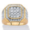 PalmBeach Men's 2.45 Cttw. Round Cubic Zirconia Gold-Plated Octagon Grid Ring - Image 1 of 5