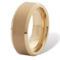 PalmBeach Men's Gold Ion-Plated Tungsten Brushed Finish Bevel Edge Wedding Band - Image 2 of 5