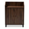 Baxton Studio Rossin Walnut Brown 2-Door Wood Shoe Storage Cabinet with Open Shelf - Image 3 of 5