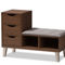 Baxton Studio Arielle Walnut Wood 3-Drawer Shoe Storage With Upholstered Bench - Image 1 of 5