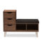 Baxton Studio Arielle Walnut Wood 3-Drawer Shoe Storage With Faux Leather Bench - Image 2 of 5