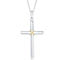 Bella Silver, Sterling Silver Rope Design Solid Cross Pendant Necklace Gold Plated - Image 1 of 2
