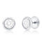 Metallo Stainless Steel Bezel-Set CZ Stud Earrings - Image 1 of 2