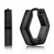 Metallo Stainless Steel Hexagon Hoop Earrings - Black Plated - Image 1 of 2