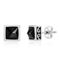Metallo Stainless Steel Black CZ Greek Border Design Square Stud Earrings - Image 1 of 2