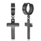 Metallo Stainless Steel Cross Charm Polished Huggie Hoop Earrings - Black Plated - Image 1 of 2