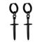 Metallo Stainless Steel Sword Charm Huggie Hoop Earrings - Black Plated - Image 1 of 2
