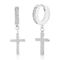 Metallo Stainless Steel Cross CZ Charm Huggie Hoop Earrings - Image 1 of 2