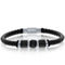 Metallo Black & Silver Stainless Steel with Genuine Black Leather Bracelet - Image 1 of 3