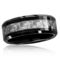 Black Plated Tungsten Ring - Silver Carbon Fiber - Image 1 of 3