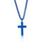 Metallo Stainless Steel Polished Cross Necklace - Blue Plated - Image 1 of 3