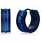 Metallo Stainless Steel 13mm Greek Key Hoop Earrings - Black & Blue - Image 1 of 2