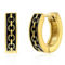 Metallo Stainless Steel Oxidized Chain Design Huggie Hoop Earrings - Gold Plated - Image 1 of 2