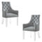 Inspired Home Jane Linen Acrylic Leg Dining Chair Set of 2, Light Grey - Image 3 of 5