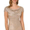 Adrianna Papell Metallic Foil Knit Draped Long Gown - Image 4 of 5