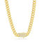 Links of Italy Sterling Silver 9mm Monaco Chain w/Micro Pave CZ Lock - Gold Plated - Image 1 of 3