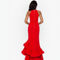 BETSY & ADAM RUFFLE TIER SCUBA CREPE GOWN. HIGH NECK AND CENTER BACK ZIPPER - Image 2 of 3