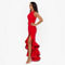 BETSY & ADAM RUFFLE TIER SCUBA CREPE GOWN. HIGH NECK AND CENTER BACK ZIPPER - Image 3 of 3