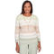 Alfred Dunner Women's English Garden Texture Stripe Crew Neck Sweater With Necklace - Image 1 of 4
