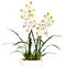 Nearly Natural Cymbidium with White Vase Silk Flower Arrangement - Image 1 of 2