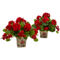 Nearly Natural 11-in Geranium Flowering Silk Plant with Floral Planter (Set of 2) - Image 1 of 2