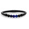 Metallo Stainless Steel Genuine Bead Leather Bracelet - Blue Tiger Eye - Image 1 of 3