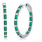 Brilliance Sterling Silver Baguette CZ 25mm Hoop Earrings - Emerald CZ - Image 1 of 2